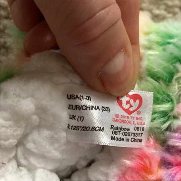 Ty Beanie‘ Boos Poodle ‘Rainbow’ Plush Slippers - Picture 6 of 6